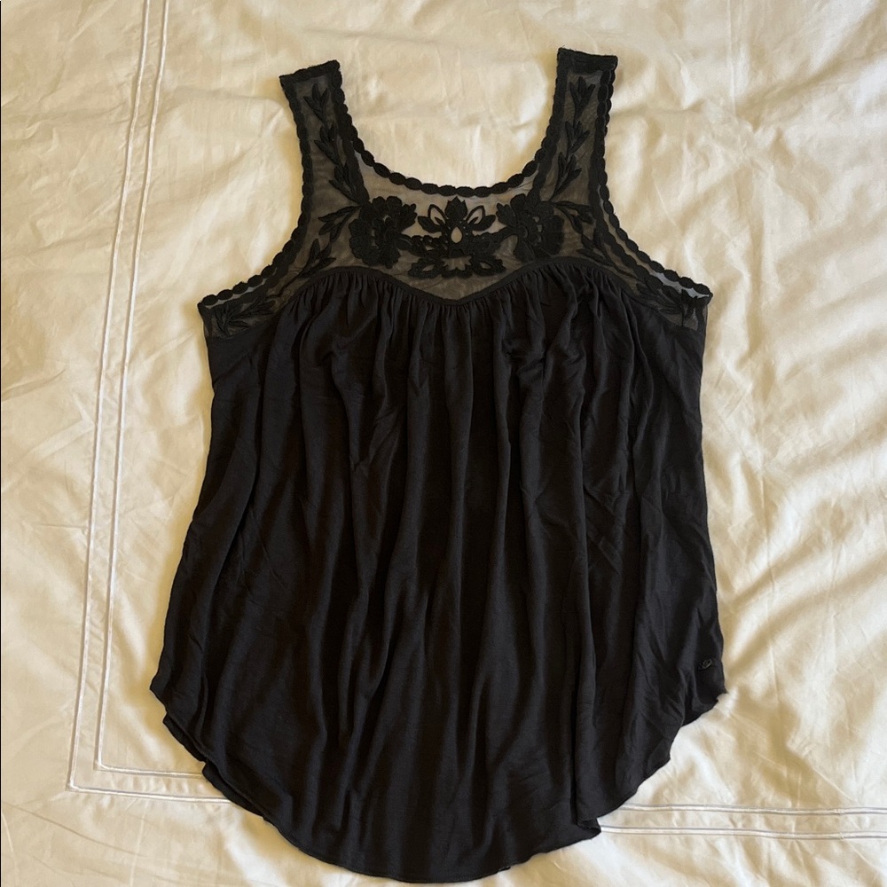 American Eagle Outfitters Charcoal Lace Tank Top